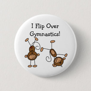Ich kippe über die Gymnastik Button
