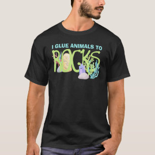 Ich klebe Tiere an Felsen Aquarium Aquarist Fisch  T-Shirt