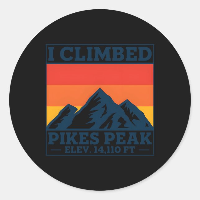 Ich kletterte Pikes Peak Runder Aufkleber (Vorderseite)