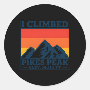 Ich kletterte Pikes Peak Runder Aufkleber