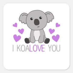 Ich Koalove Sie Niedlich Koala mit Herz-Niedlichen Quadratischer Aufkleber