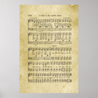 Ich komme allein in den Garten, wo Gospel-Noten Poster