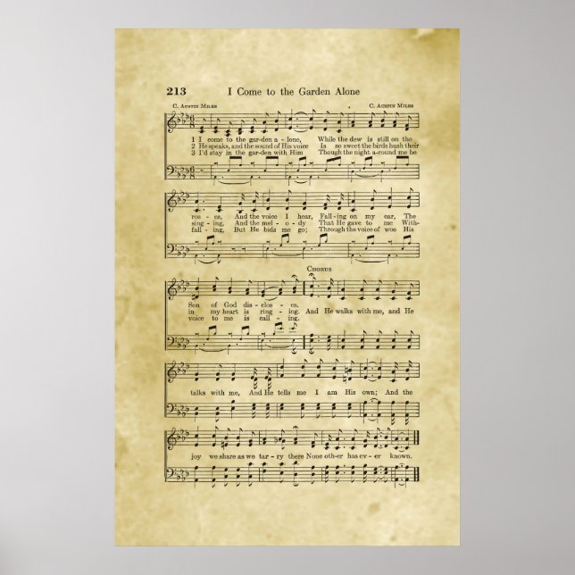 Ich komme allein in den Garten, wo Gospel-Noten Poster (Vorne)