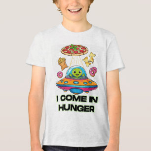 Ich komme mit Hunger – Lustiges Alien-Foodie-Desig Tri-Blend Shirt