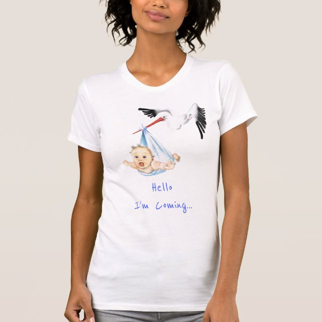 Ich komme... Storchenhalter mit Baby Funny - Hinzu T-Shirt (Vorderseite)