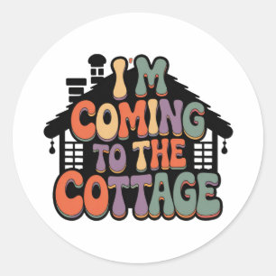 Ich komme zum Cottage Runder Aufkleber