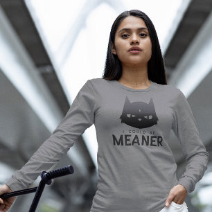 Ich könnte auch gemeiner sein   Moody Cat Langarms Tri-Blend Shirt