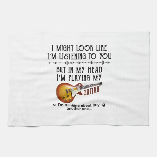 Ich könnte aussehen, als höre ich dir Gitarre spie Geschirrtuch (Horizontal)