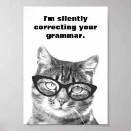 Ich korrigiere leise dein Grammatikkkatzenposter Poster