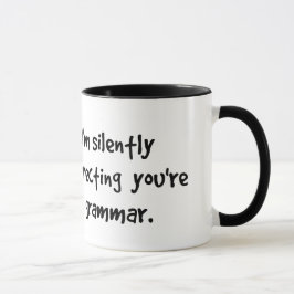 Ich korrigiere still Ihre Grammatik-kluge Eule Tasse