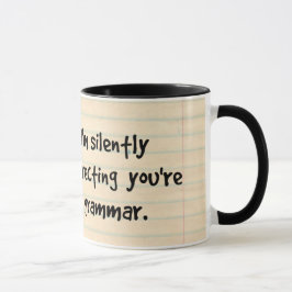 Ich korrigiere still Ihre Grammatik-kluge Eule Tasse