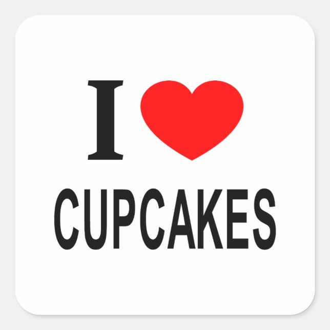 ICH ❤️ KUPCAKES I LIEBE KUPCAKES I HERZKOPKEN QUADRATISCHER AUFKLEBER (Vorderseite)