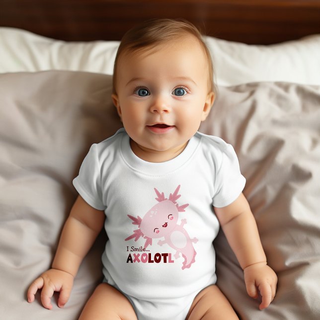 Ich lächle viel Personalisiert Kawaii Axolotl Baby Strampler (Let your little Axolotl style up with this full of “ em-ocean” baby body suit. )