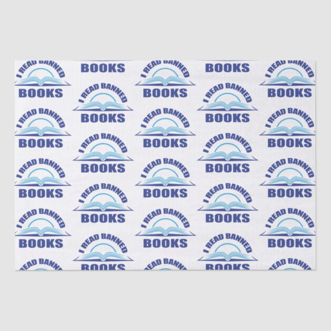 Ich las das verbotene, bücherblaue Textdesign Seidenpapier (Vorderseite)