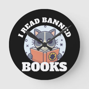 Ich las verbotene Bücher Runde Wanduhr
