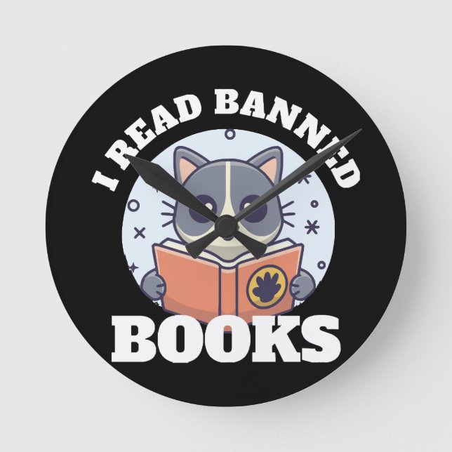 Ich las verbotene Bücher Runde Wanduhr (Vorderseite)