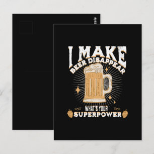 Ich lasse Bier verschwinden, was deine Supermacht Postkarte