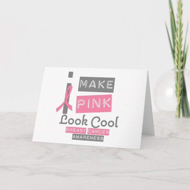 Ich lasse Pink Coole Brustkrebserkrankung sehen v1 Karte (Vorderseite)