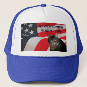 Ich lasse Sie Stern-patriotische Katze sehen Truckerkappe