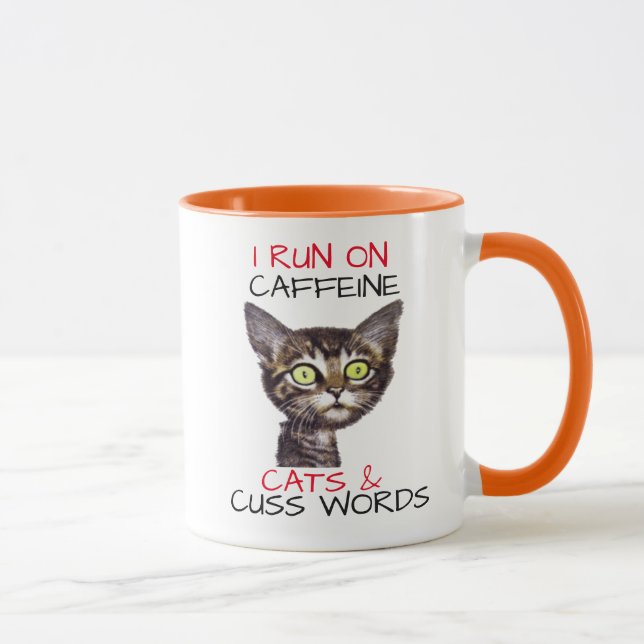 ICH LAUFE AUF CAFFEINE CATS & CUSS WORTEN TASSE (Rechts)