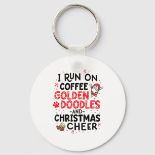 Ich laufe auf den goldenen Doodles und Weihnachtsj Schlüsselanhänger