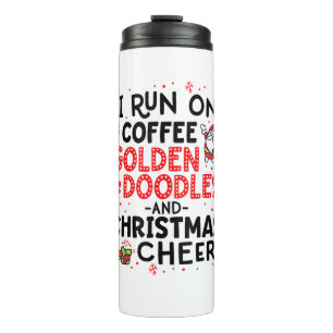 Ich laufe auf den goldenen Doodles und Weihnachtsj Thermosbecher