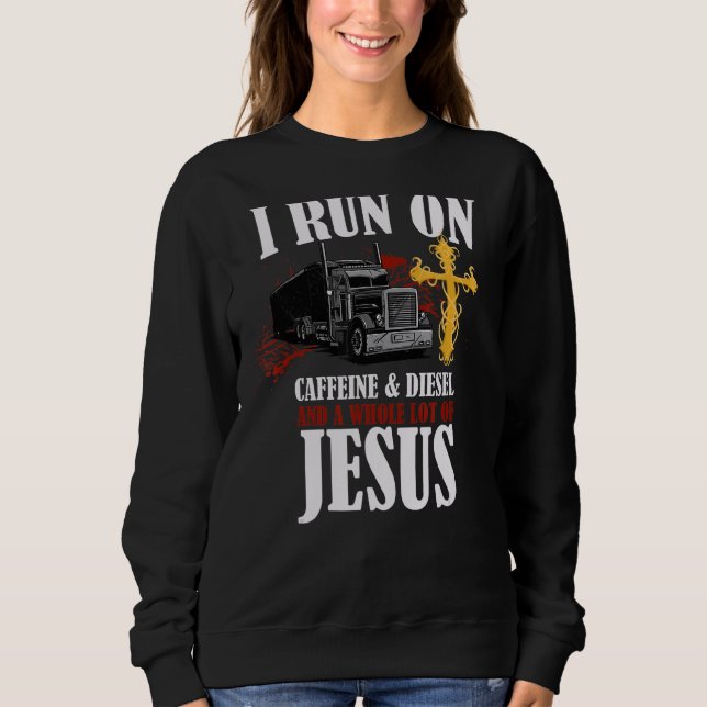 Ich laufe auf Diesel Koffein & Jesus Christlich LK Sweatshirt (Vorderseite)