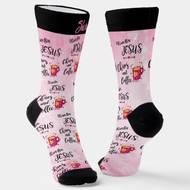 Ich laufe auf Jesus, Chaos und Kaffee Frauen Socke (Gewinkelt)