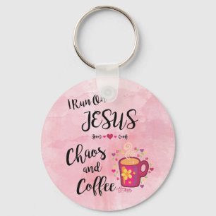Ich laufe auf Jesus, Chaos und Kaffee Schlüsselanhänger