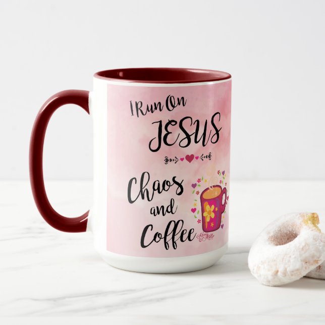 Ich laufe auf Jesus, Chaos und Kaffee Tasse (Mit Donut)