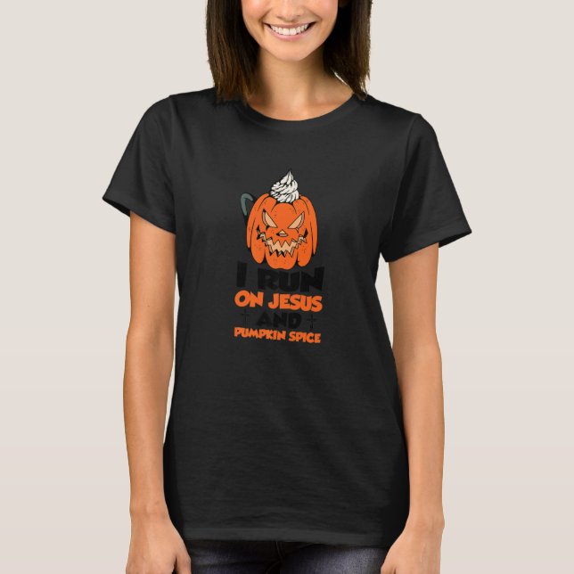 Ich laufe auf Jesus und Pumpkin Gewürz Frappe für  T-Shirt (Vorderseite)