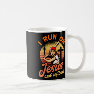 Ich laufe auf Jesus und Softball Christlichen Spie Kaffeetasse