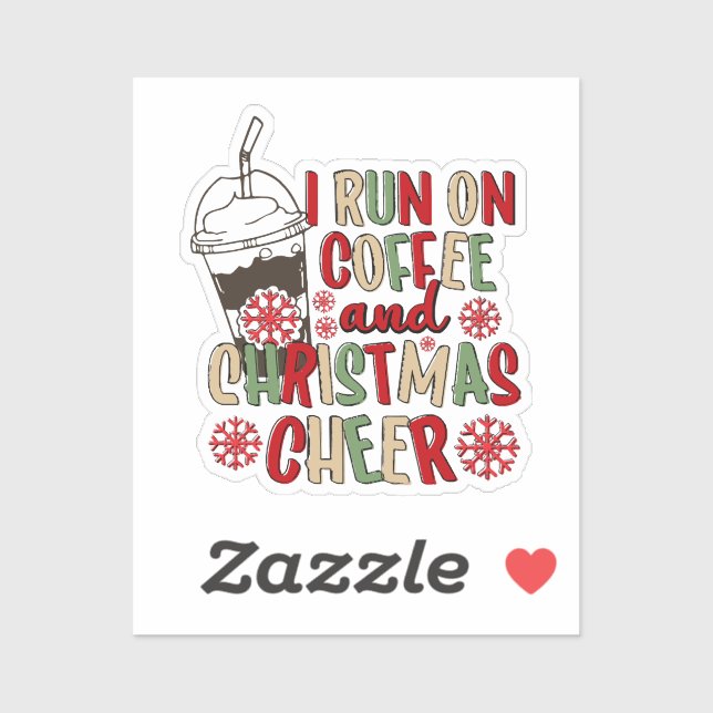 Ich laufe auf Kaffee und Weihnachts-Chef Aufkleber (Blatt)