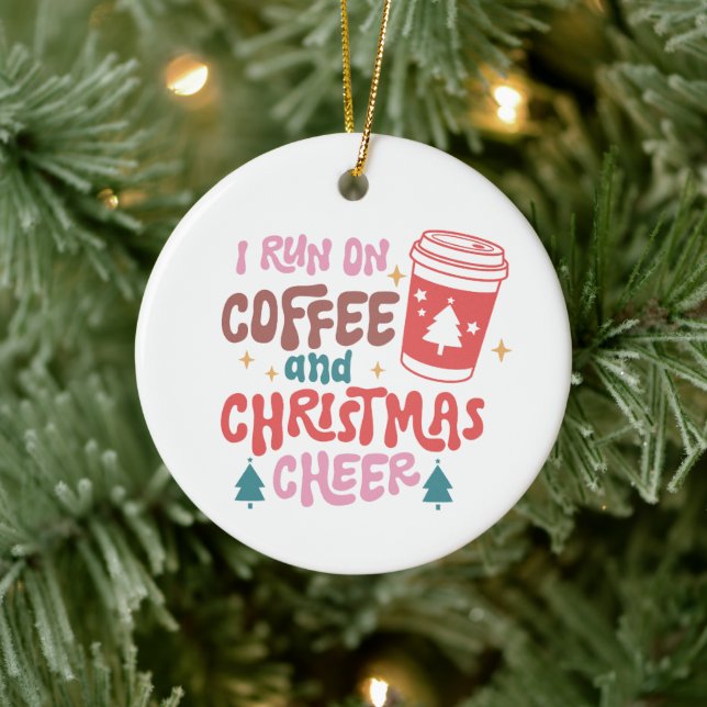 Ich laufe auf Kaffee und Weihnachts-Chef Keramik Ornament (Baum)