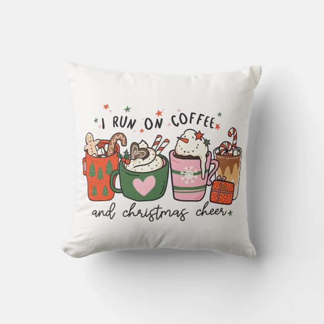 Ich laufe auf Kaffee und Weihnachts-Chef Kissen (Vorderseite)