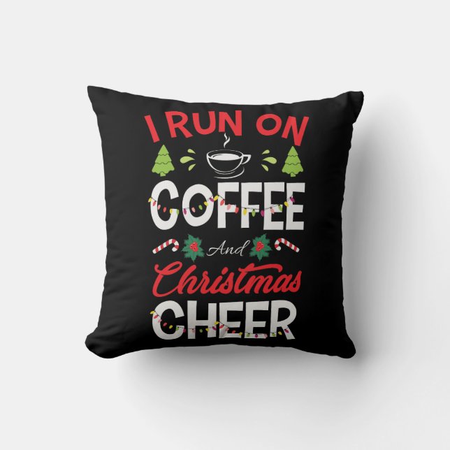 Ich laufe auf Kaffee und Weihnachts-Chef Kissen (Vorderseite)
