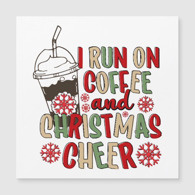 Ich laufe auf Kaffee und Weihnachts-Chef Magnetkarte (Vorderseite)
