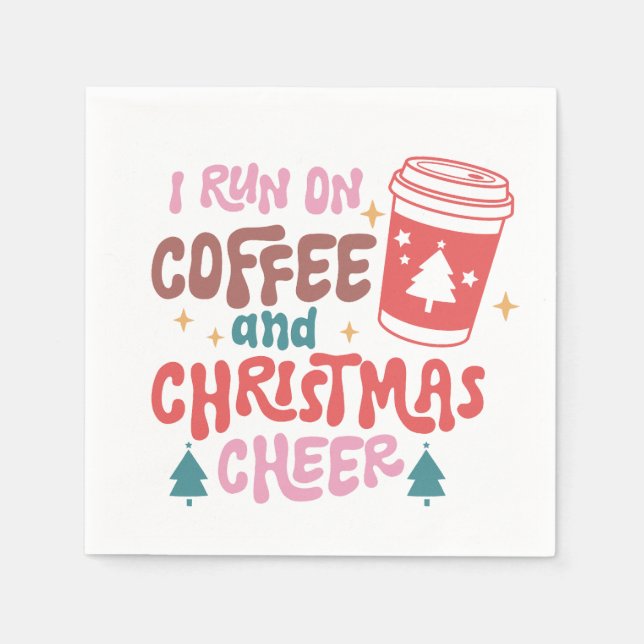 Ich laufe auf Kaffee und Weihnachts-Chef Serviette (Vorderseite)