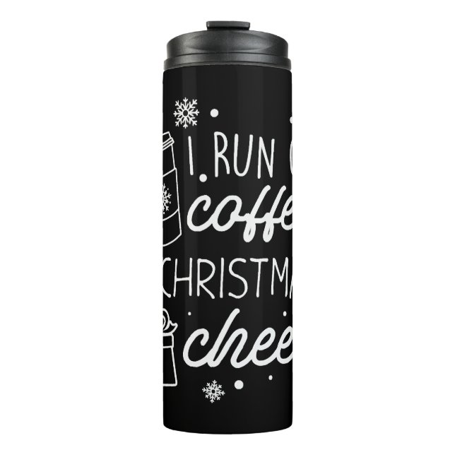 Ich laufe auf Kaffee und Weihnachts-Chef Thermosbecher (Vorderseite)