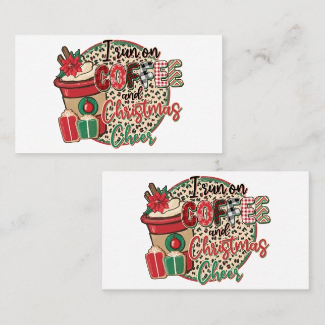 Ich laufe auf Kaffee und Weihnachts-Chef Visitenkarte (Vorne/Hinten)