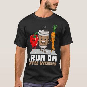 Ich laufe auf Kaffee Veggies Vegetarier Vegan Runn T-Shirt