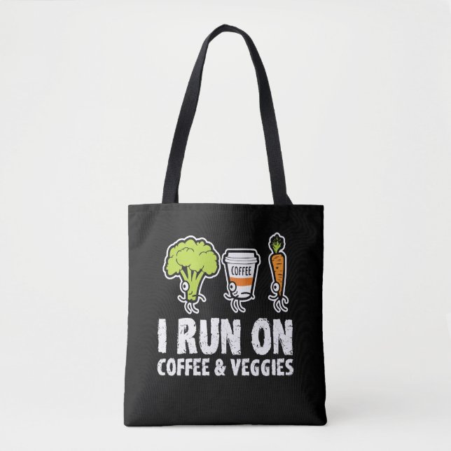 Ich laufe auf Kaffee Veggies Vegetarier Vegan Runn Tasche (Vorderseite)
