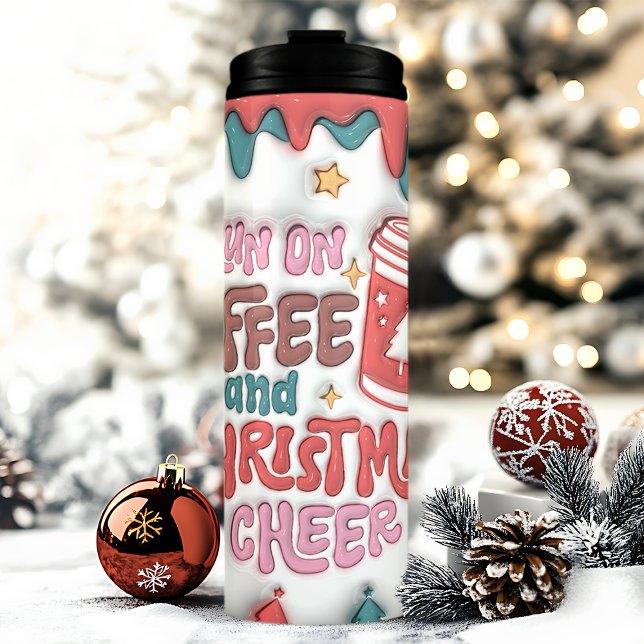 Ich laufe auf Kaffee Weihnachts Cheer 3D inflation Thermosbecher (Von Creator hochgeladen)