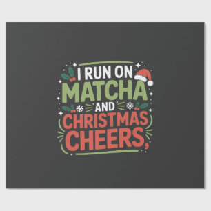 Ich laufe auf Matcha und Weihnachten heiße grünes  Geschenkpapier