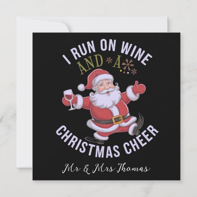 Ich laufe auf Wein und Weihnachten Chef Einladung (Vorderseite)