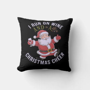 Ich laufe auf Wein und Weihnachten Chef Kissen