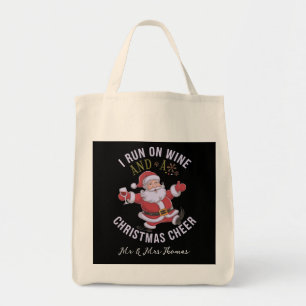 Ich laufe auf Wein und Weihnachten Chef Tragetasche