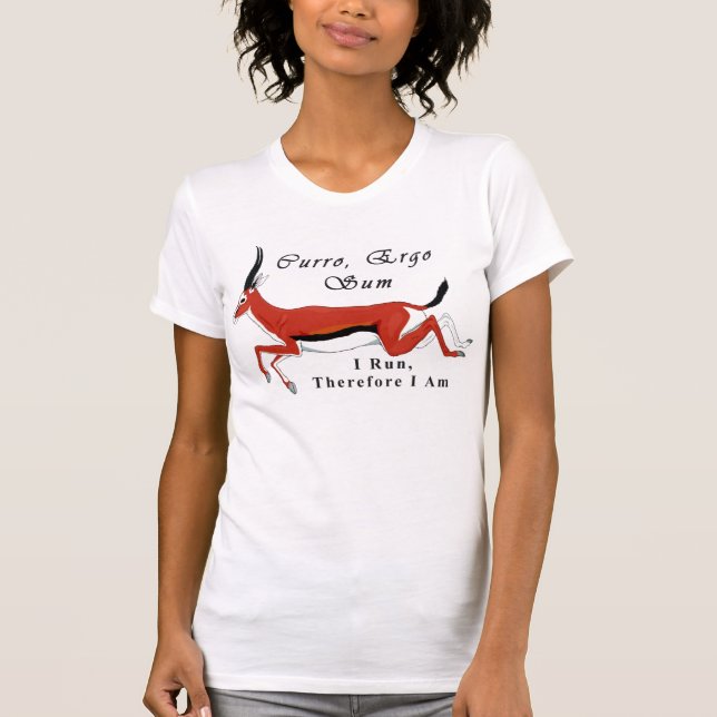 Ich laufe, deshalb bin ich (Gazellen-Entwurf) T-Shirt (Vorderseite)