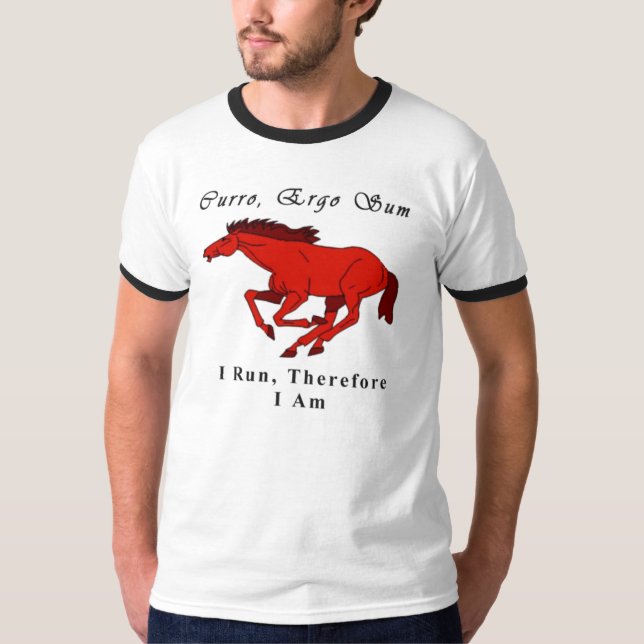 Ich laufe, deshalb bin ich (Pferdeentwurf) T-Shirt (Vorderseite)