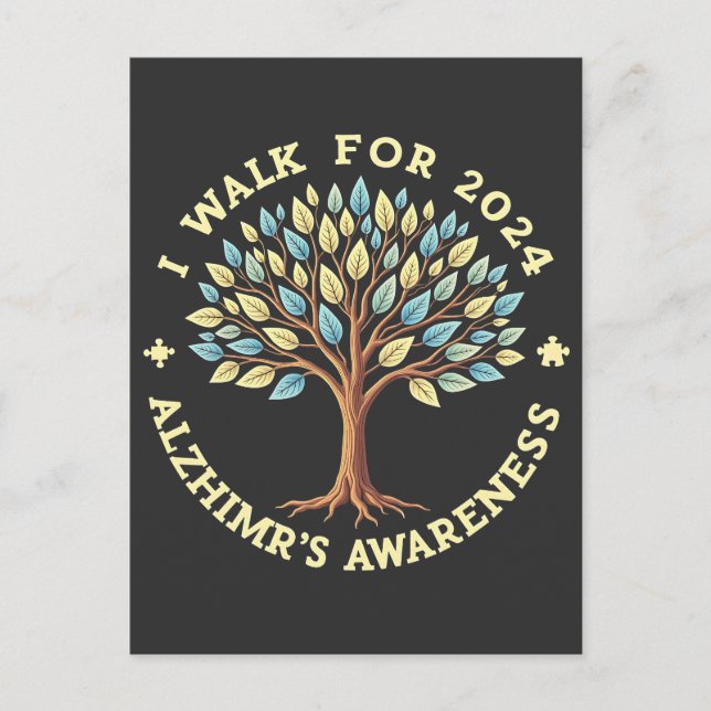 Ich laufe für Alzheimer's Awareness Month 2024 Postkarte (Vorderseite)